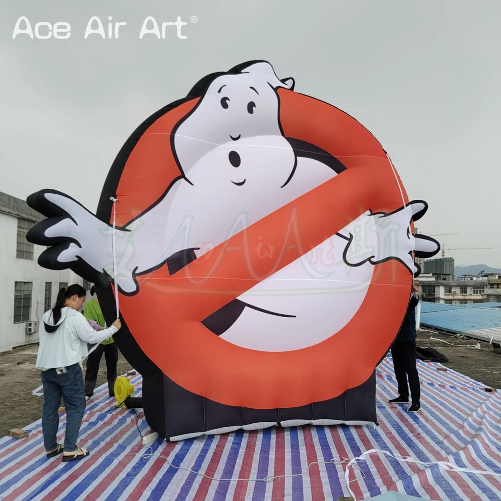 4mH of op maat gemaakt opblaasbaar Ghostbusters-logobord voor speelkamerspellen Clubdecoratie