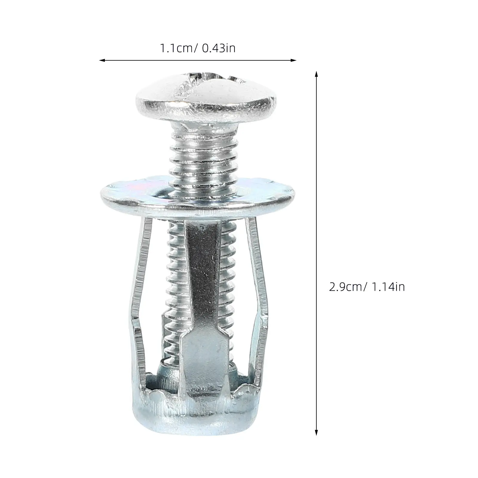25Sets Expansion Nut Petal Nut Insert Galvanized Carbon Steel Threaded Insert Set for Metal Plastic Hollow Wall Fixings