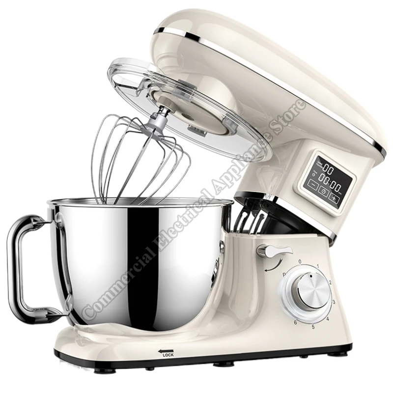 Electric Food Stand Mixer LED Display Screen Stainless Steel Pot Food Processor Blender Dough Kneading Machine Cake Stand Mixer