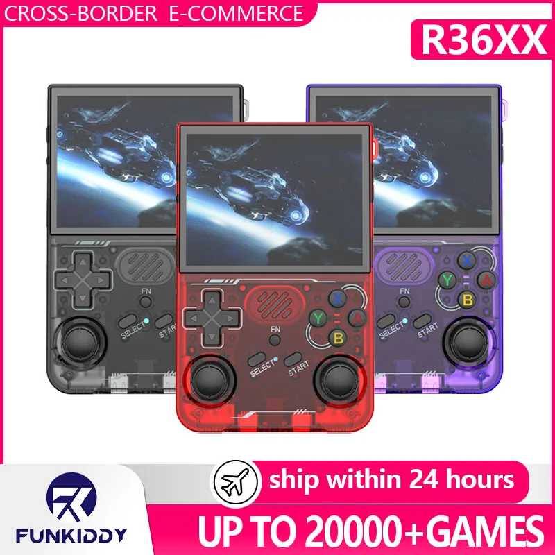 FUNKIDDY R36xx New Games Console Retro Handheld Game Player ARKOS 3.5 inch IPS Portable Video Player Wi-Fi Built-in 15000+ Games