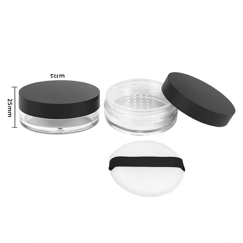 Portable Makeup Powder Case Empty Cosmetic Container Travel Size Jar With Sifter Mesh And Soft Application Puff