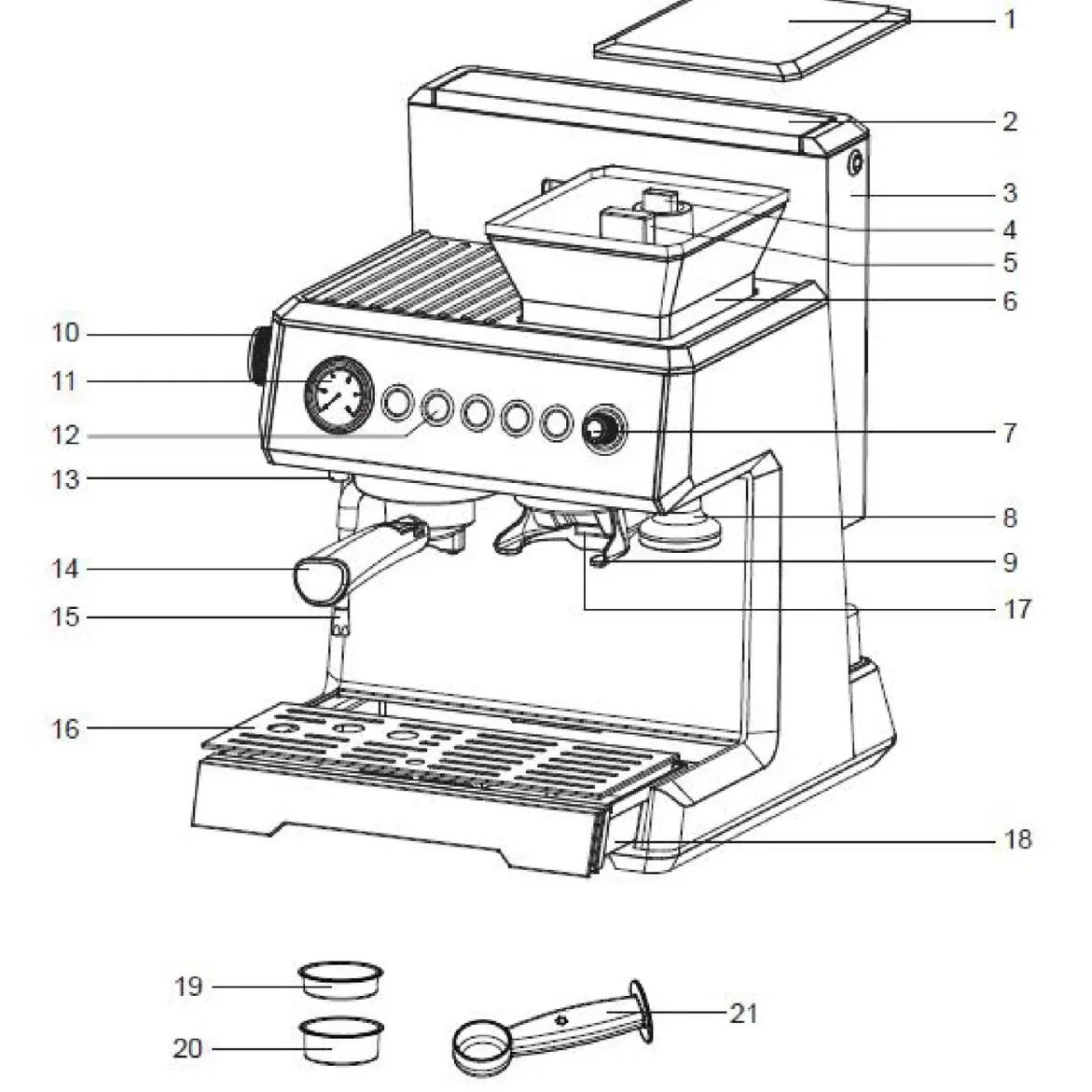 Semi-automatic home espresso machine Multifunctional Integrated grinder coffee machine Electric coffee machine,Cappuccino,Latte