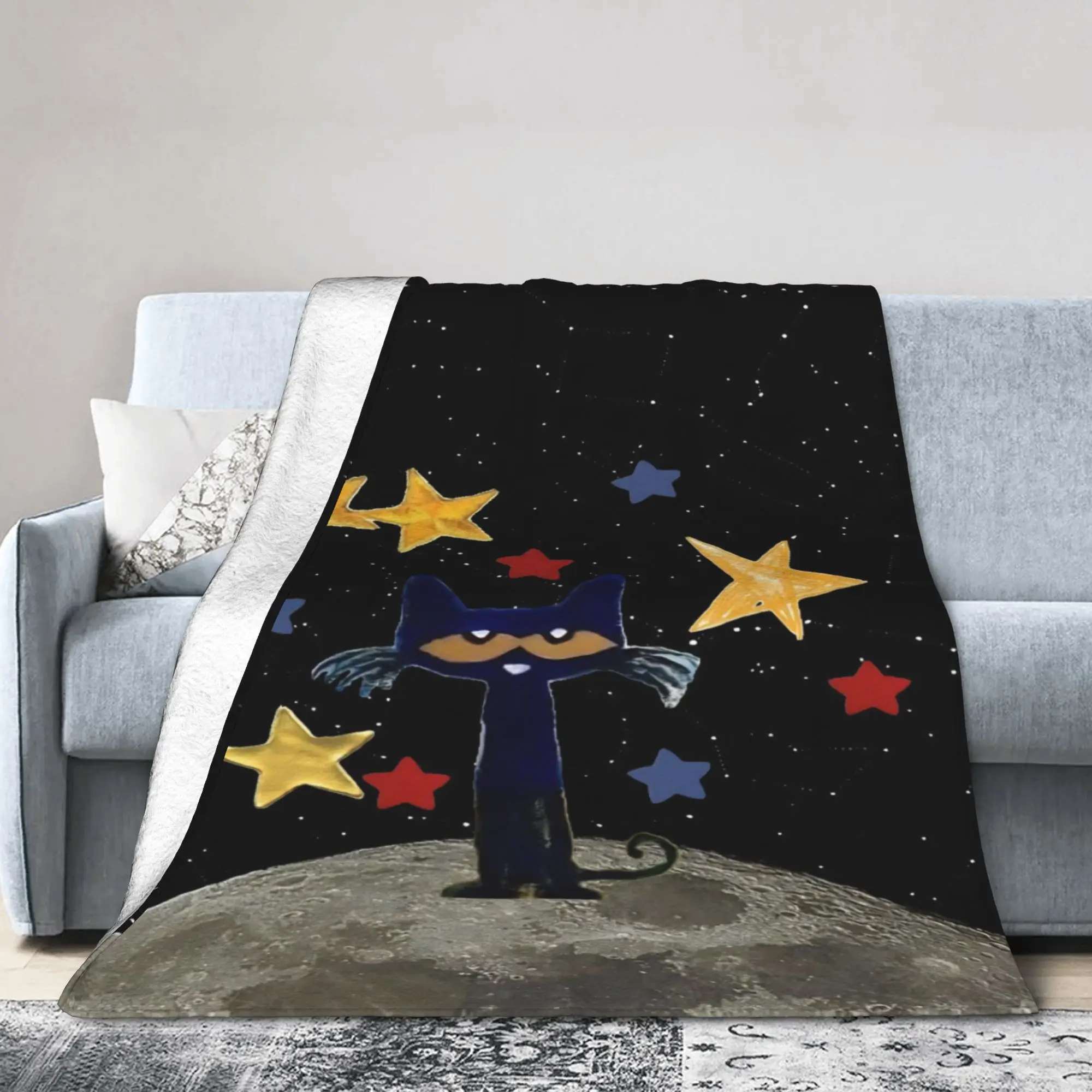 Cozy Pete The Cat Blanket Stuff Bedding Decorative  Throws And Blankets Lightweight Thin Flannel for Car