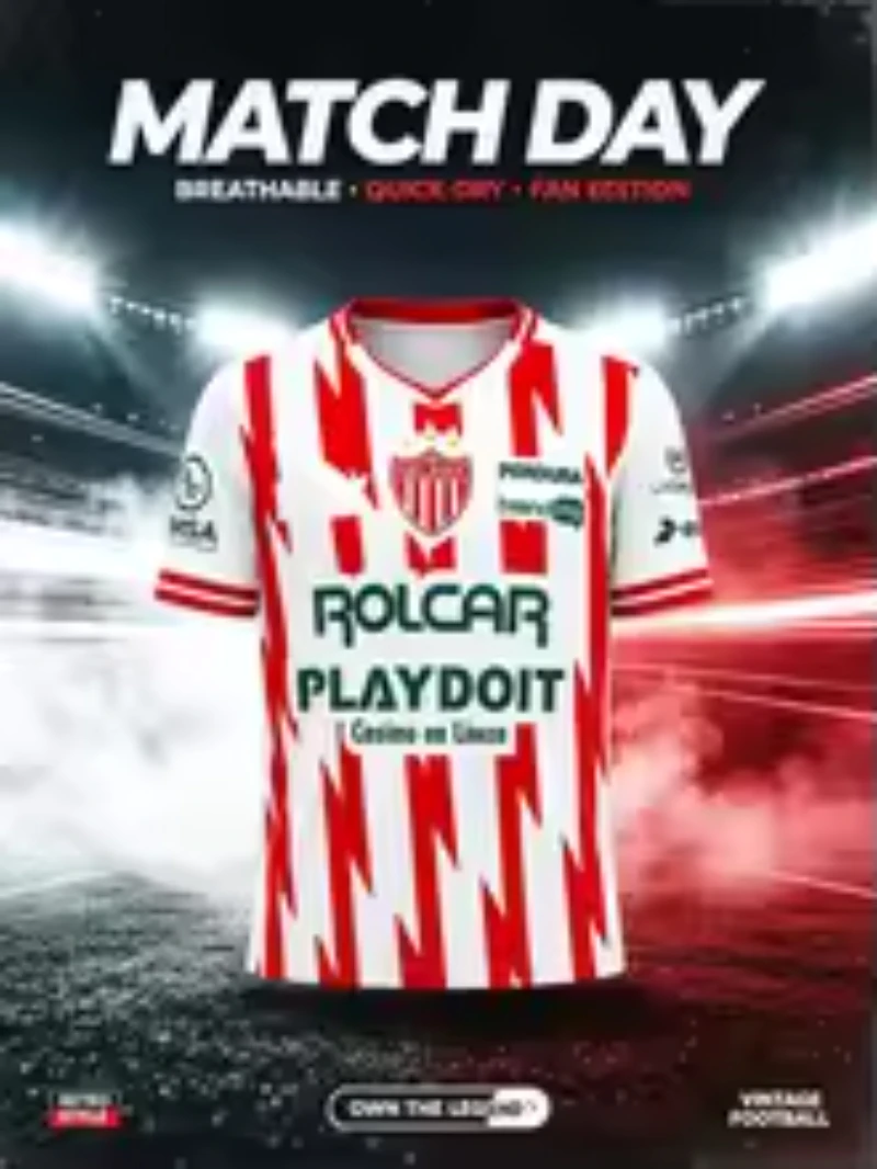 Necaxa Soccer Jersey Mexico Football T-Shirt Red Lightning Stripe Short Sleeve Fan Running Gym Sports Uniform Family Kids Tees