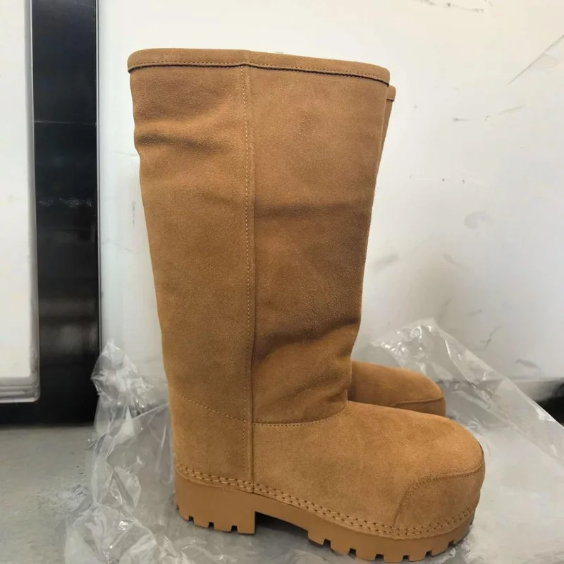 

Winter Thick-soled Women's Snow Boots Fashion Brand Comfortable Round-toed Mid-calf Boots Thickened Warm High-top Cotton Boots