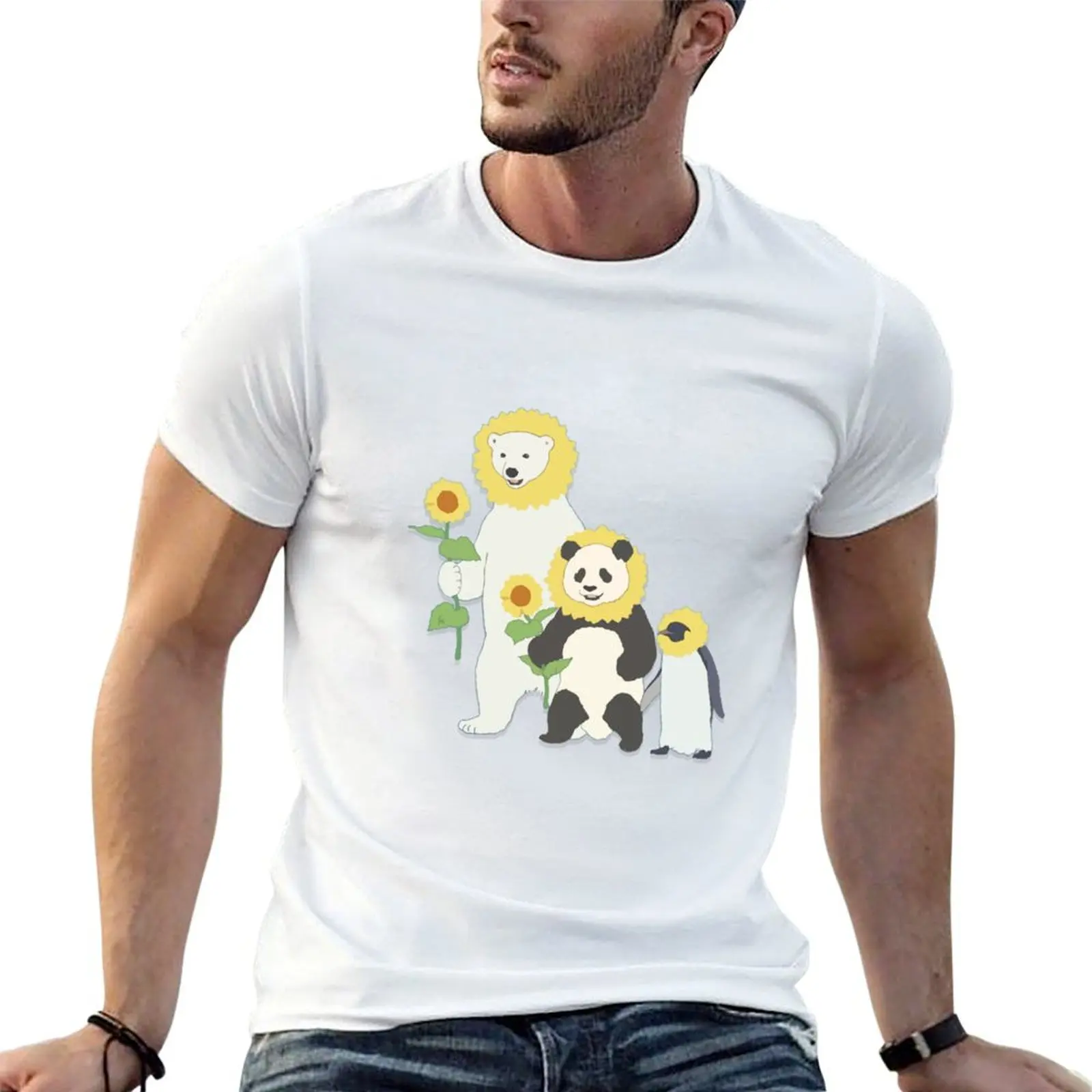 

Shirokuma Cafe - Panda, Penguin, Polar Bear: Sunflower Edition T-Shirt cotton t shirt pack t shirt man luxury T-Shirt