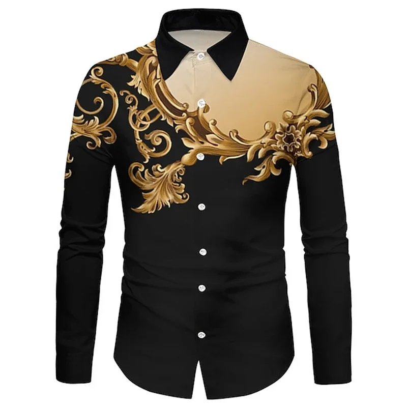 2024 New Trendy Mid-Century Luxury Men's Shirts Fashion Designer Hawaiian Long Sleeve Tops Casual Men's Long Sleeve Shirts