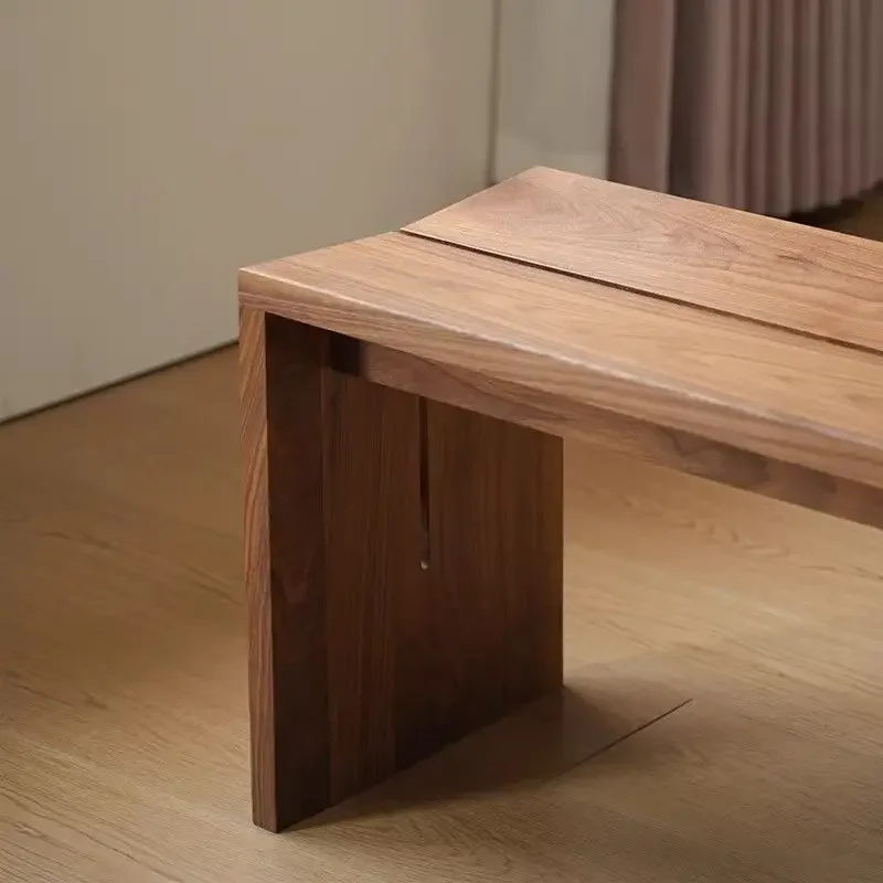 North American black walnut bench, all solid wood long strip tenon and mortise, modern home bench dining chair creative bedside