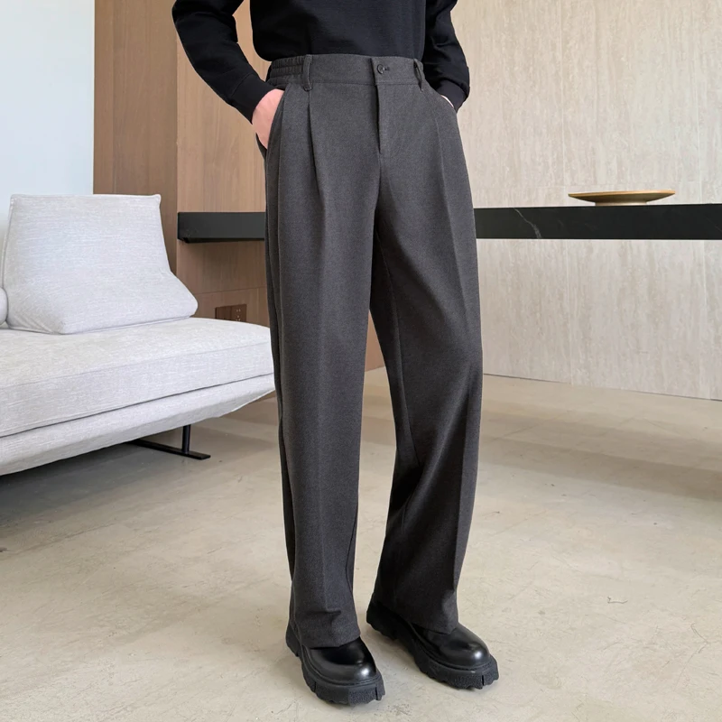 

Thiened Woolen Men's Suit Pants Autumn Winter Loose Straight Leg Classic Sle Casual High Waist Trousers Faionable Urban...