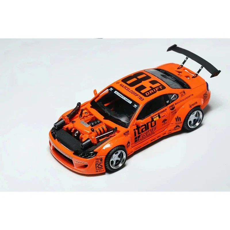 YS 1:64 Silvia S15 Marcelo Drift Cayenne V8 motor Diecast Diorama colección de modelos de coches juguetes en miniatura