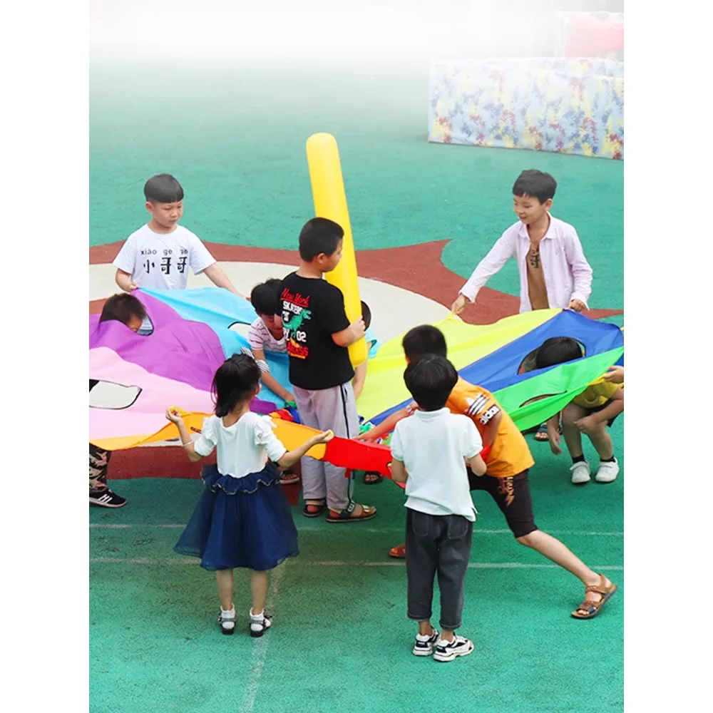 Rainbow Umbrella Ground Squirrel Kindergarten Outdoor Sports and Physical Fitness Toys for Early Education Octagonal Umbrella Pa