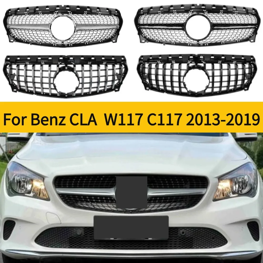 For C117 W117 CLA 2014-2019 Models 220 260 180 200  Mercedes Benz Sport Upgrade Mesh Front Grille Bumper Radiator Grill