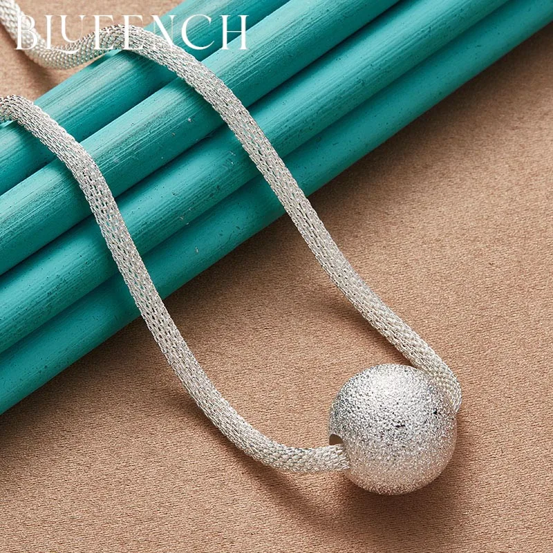 

Blueench 925 Sterling Silver 4mm Snake Chain Round Beads 20mm Necklace Suitable for women's party fashion jewelry