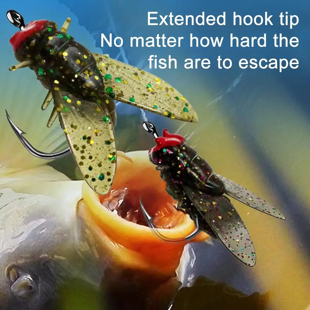 20pcs Bionic Insect Fake Lures Bionic Flies Lures Fly Hook With Wings Scud Fly Bug Insect Bait Artificial Worm Lure Fishing