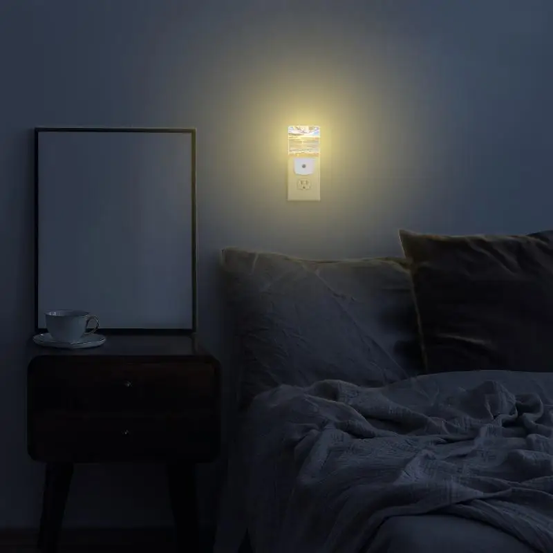 Luz nocturna con Sensor de anochecer a amanecer para decoración, luz nocturna para la playa, enchufe en la pared