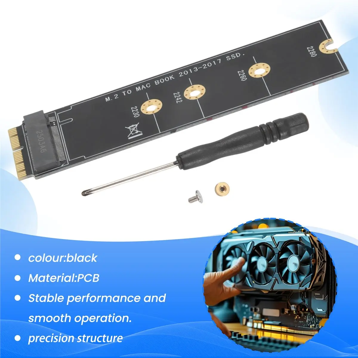 #83O The adapter card,M.2 NVME SSD Convert Adapter Card for MacBook Air Pro Retina SSD Kit (black)