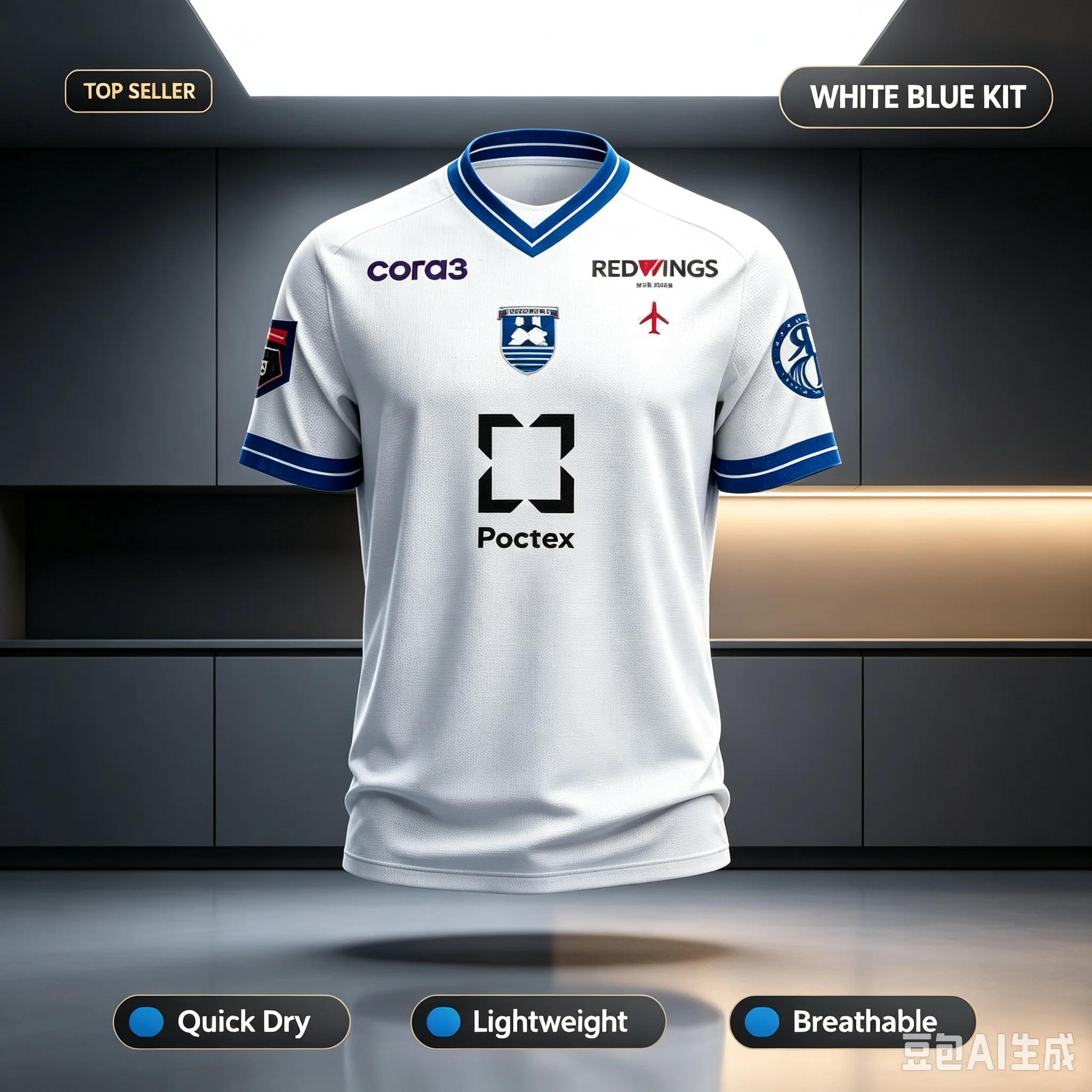 2026-27  FC Baltika 3D Printing Replica Soccer Jersey White Fabric Blue Trim Short Sleeve Football Fan T-Shirt Parent-child