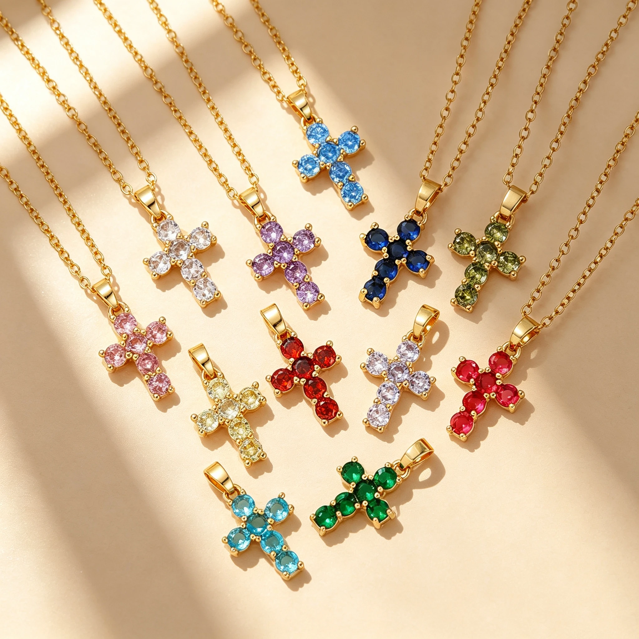 Birthday Gift Personalized Birthstone Cross Necklace Minimalist Cross Necklace Women