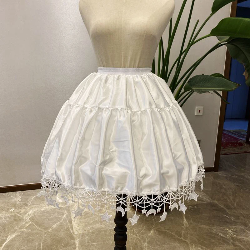 Real Photos Lolita Petticoats dream star and moon silk non-violent daily adjustable lolita dress Tutu Petticoats Skirt