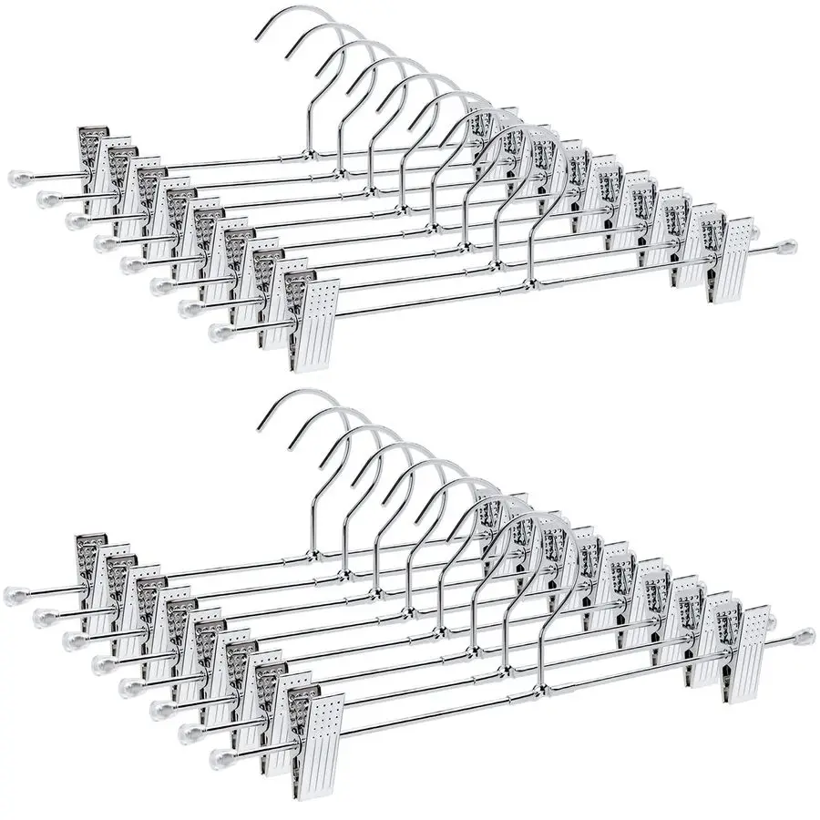 

50 Pack Metal Pants Hangers with Clips, Heavy Duty Metal Skirt Hangers with 2Adjustable Clips, Bottom Hangers for Shorts, Jeans,
