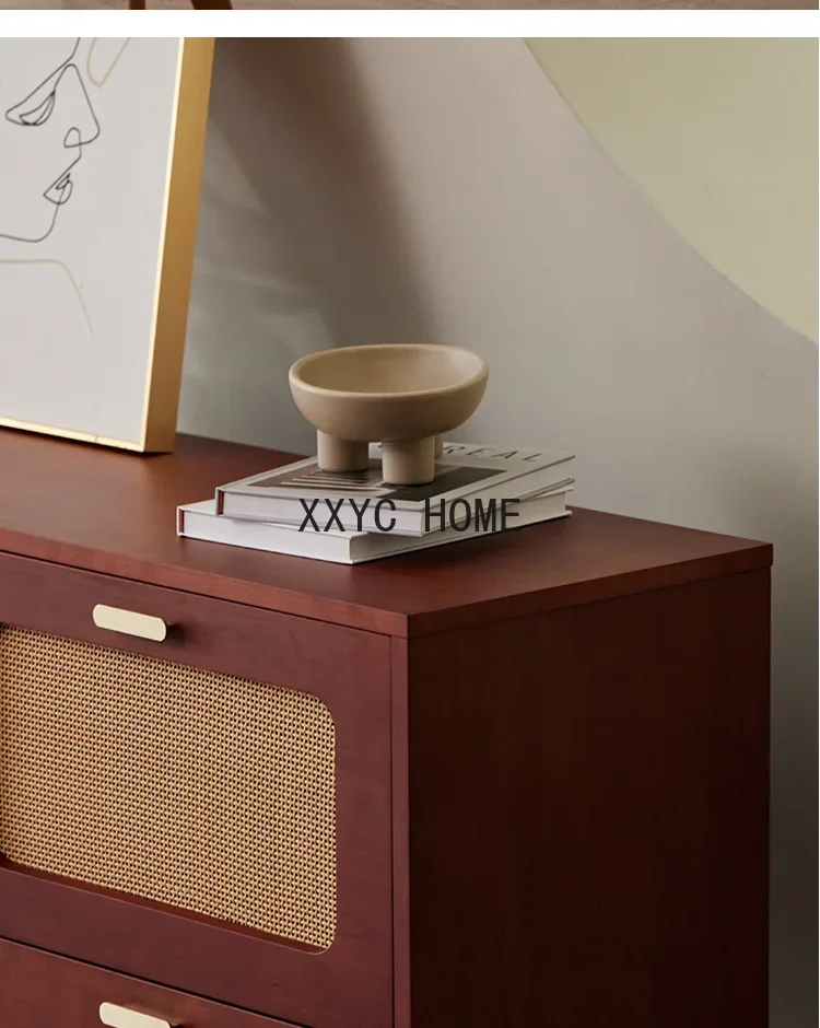 Боковой шкаф Gothenburg, средневековый настенный шкаф для телевизора, сервант из массива дерева, шкаф для хранения из ротанга, гостиная