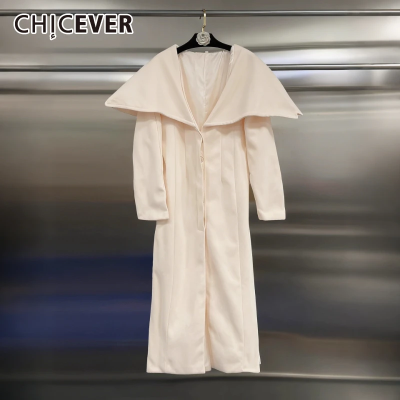 

CHICEVER Beige Spliced Sashes Jacket Female Lapel Long Sleeve Loose Minimalist Luxury Women's Jackets Autumn Fashion New Style