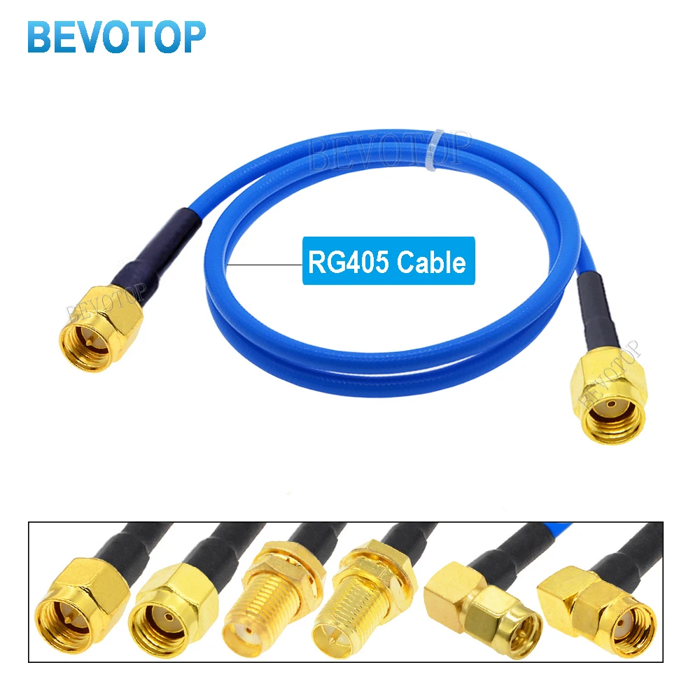 Blue RG405 Coaxial Cable SMA Male to SMA Male/RP-SMA Male Jumper Pigtail WiFi Router Antenna Extension RF Adapter