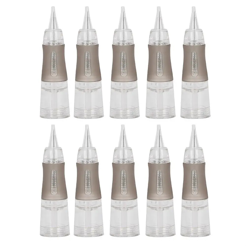 10PCs Microblading Tattoo Needles - Disposable Semi-Permanent Makeup Cartridge with Full Throw Screw Mouth Design