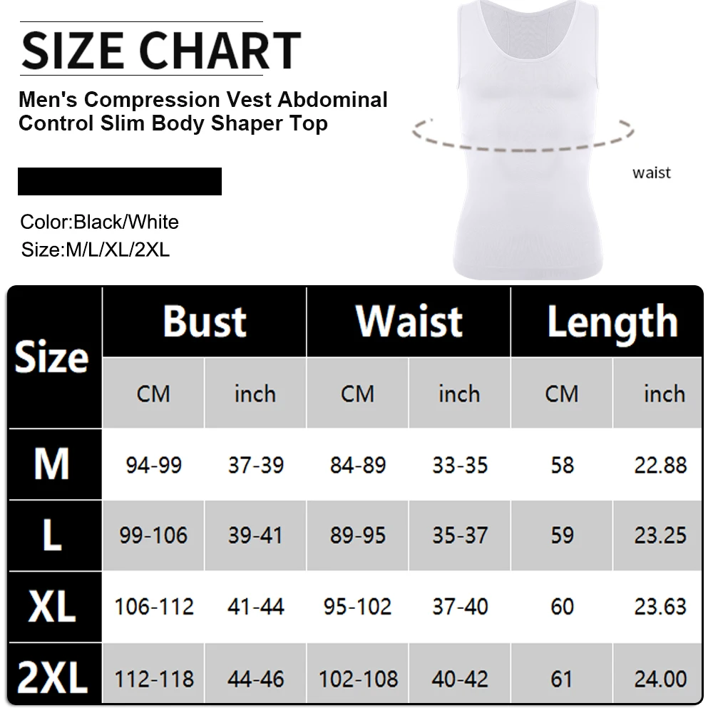 Men's Compression Vest Fitness Tummy Control Shaper Top Slim Fit Deep U Round Neck Breathable Underwear Weight Loss Shapewear