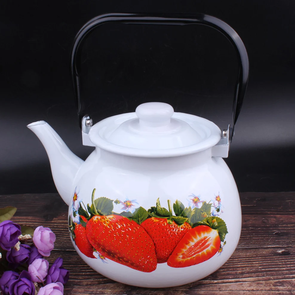 

3.5L Enamel Milk Teapot Chinese National Style Boil Water Kettle Thickened Large Capacity Tea Infuser For Home Brewing Tea Pot