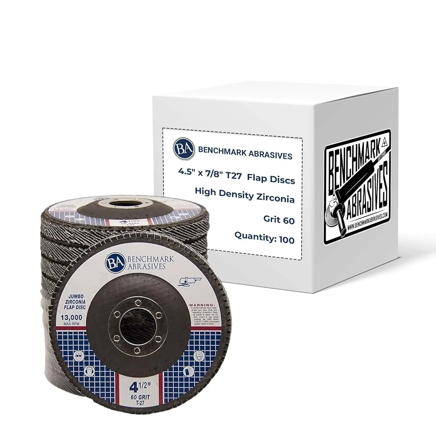 

4.5" x 7/8" Premium High Density Jumbo Zirconia Type 27 Flap Discs 4 1/2 for Angle Grinder, Sanding Discs