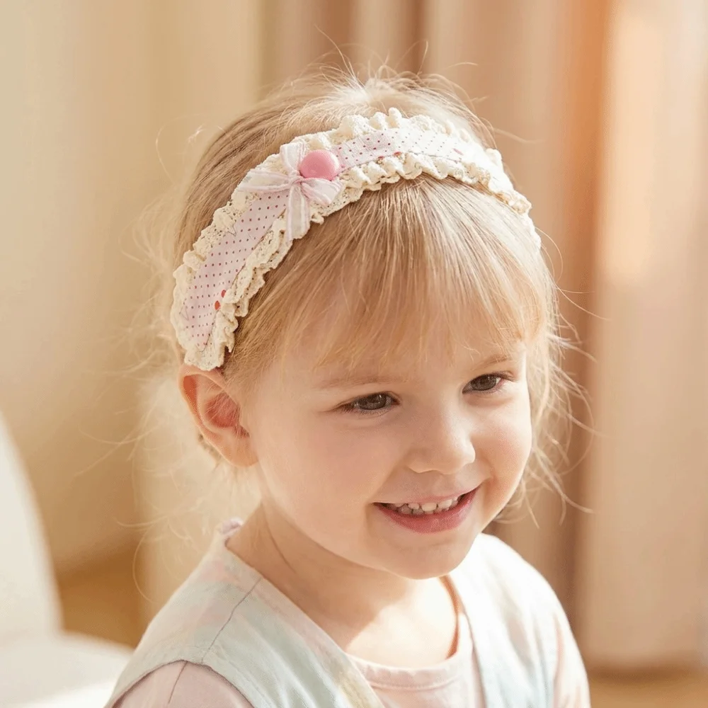 Openwork Lace Trim Lace Headband Bow Contrasting Fabric Patchwork Hair Sticker Multiple Colors No-Slip Paste Headband Toddler