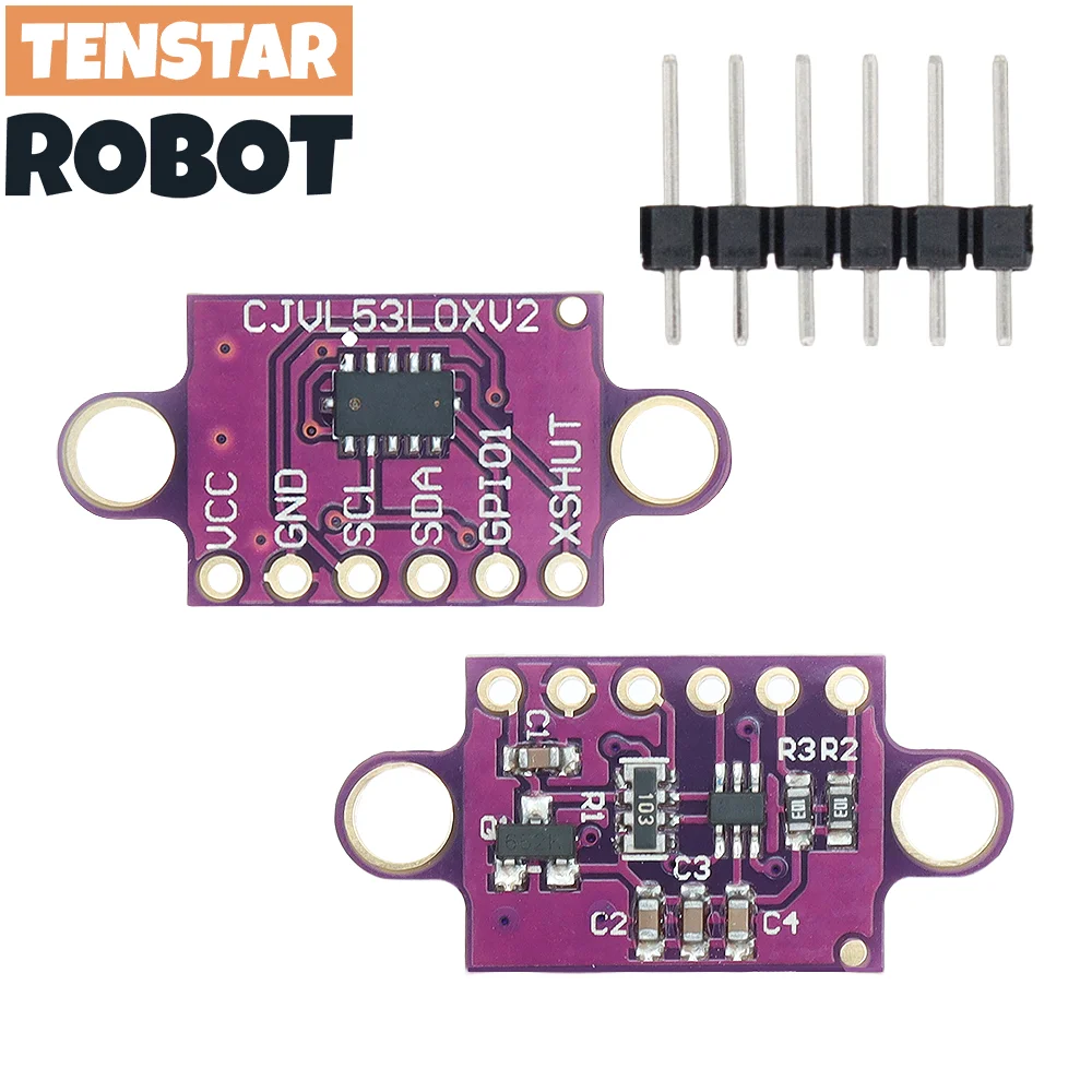 TENSTAR 2pcs VL53L0X Time-of-Flight (ToF) Laser Ranging Sensor Breakout 940nm CJVL53L0XV2 Laser Distance Module IIC