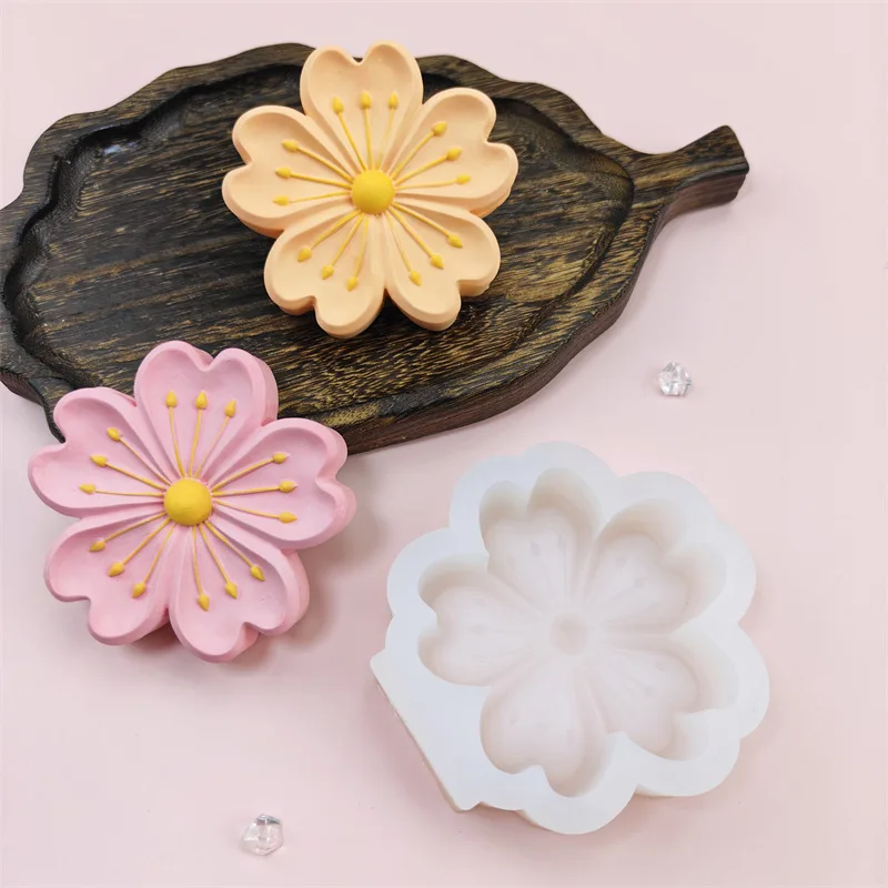Cherry Blossom Modeling Silicone Mold, Household Homemade Chocolate Fondant Decoration Mold, Scented Candle Plaster Mold