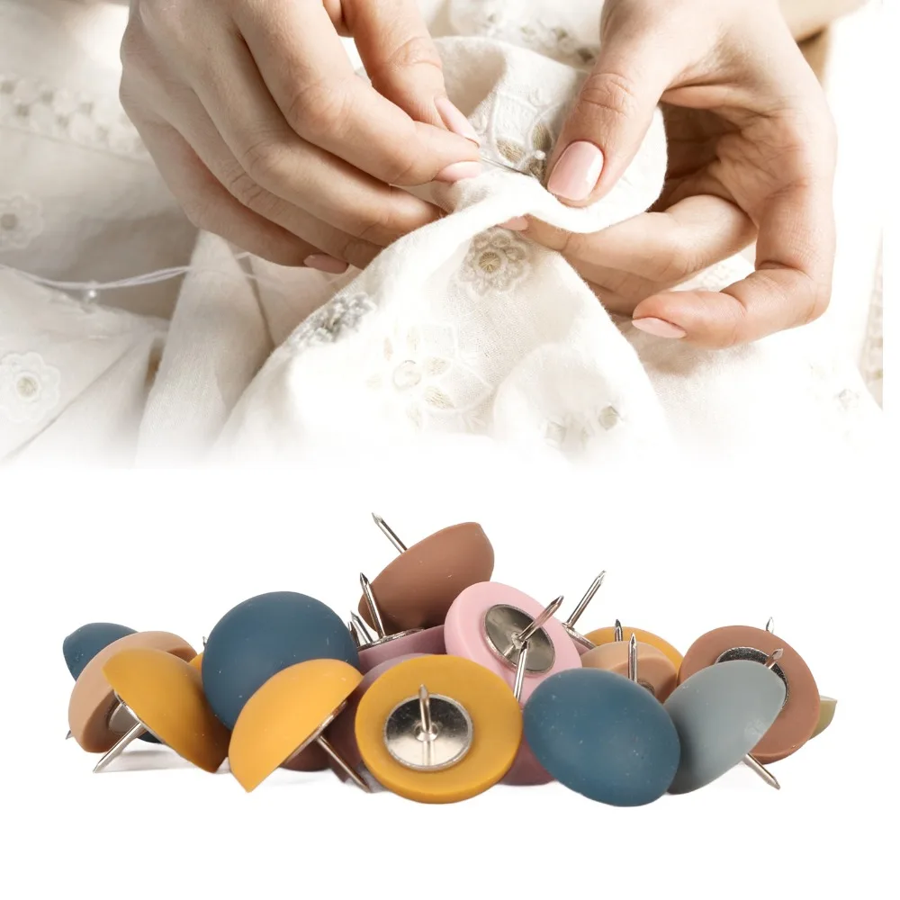 30Pcs Morandi Color Round Head Push Pins Semicircle Head Decorative Round Head Pushpin Multifunction Matte Round Head Map Pin