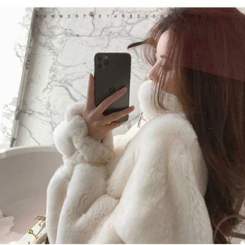 Korean Version Of Faux Jacket For Women In Autumn And Winter, Loose Imitation Otter Rabbit Fur With Thick Fleece, Stand Up