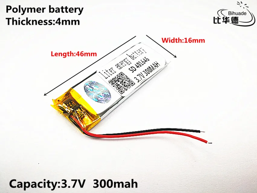 Good Qulity 3.7V,300mAH,401646 Polymer lithium ion / Li-ion battery for TOY,POWER BANK,GPS,mp3,mp4