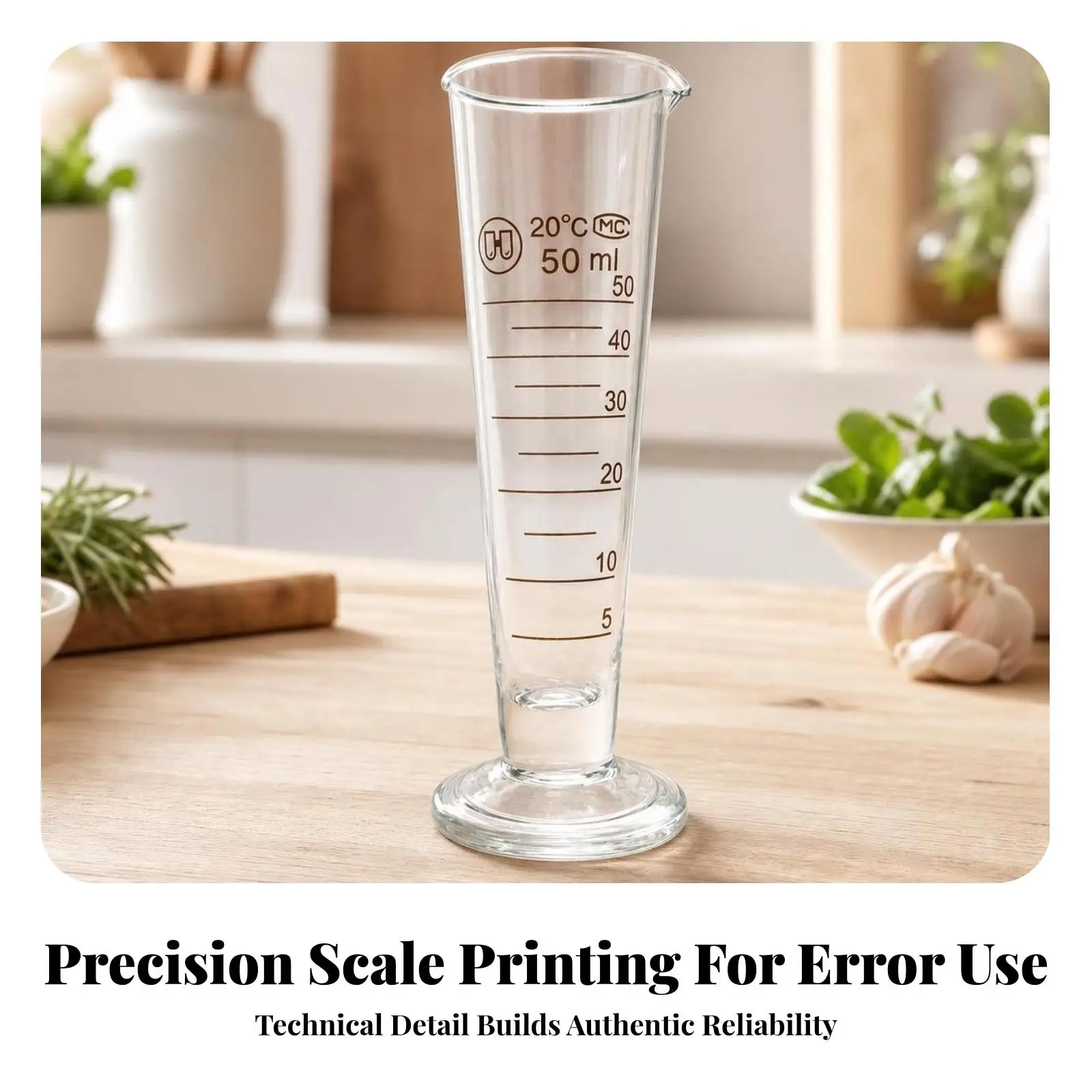 50ml Borosilicate Glass Beaker Measuring Cup with Stable Base and Clear Scale for Lab Baking Craft Liquid Use