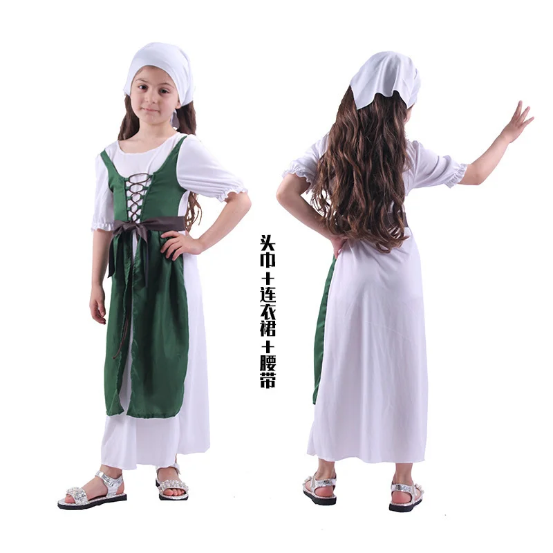 NEW Cute Northern Ireland National Folk Child Saint Patrick's Day Cosplay Costumes For Girls Halloween Party Stage Dress