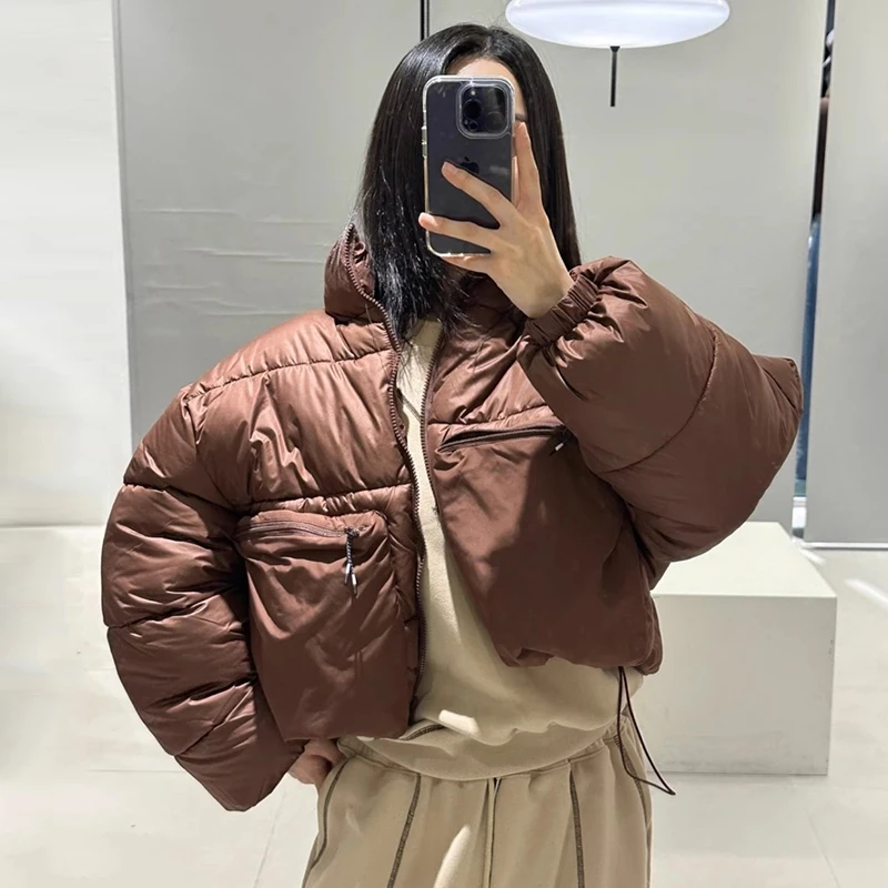 Parkas à col montant pour femmes, veste à manches longues, vêtements d'extérieur à fermeture éclair, vêtements de proximité, décontracté, automne, hiver, 2024