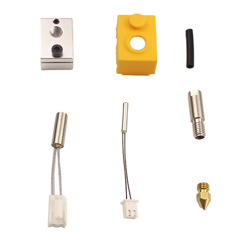 3D Printer Parts Hotend Extrusion Head Nozzle Thermistor Heating Rod Heating Block and Silicone Sleeve Artillery Hornet