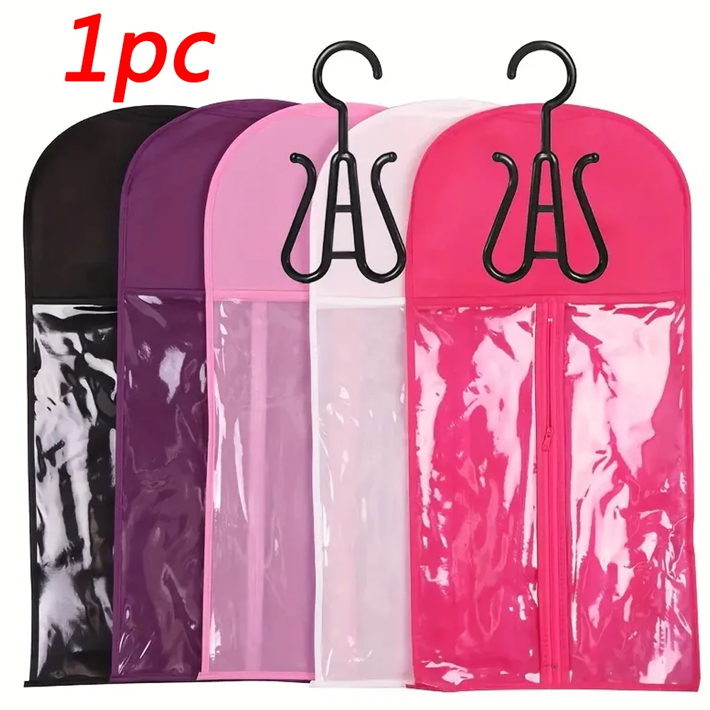 

1/6pcs Clear Plastic Wig Storage Bags with Metal Hangers - Durable Multi-Wig Organizer for Home & Salon,5 Colors