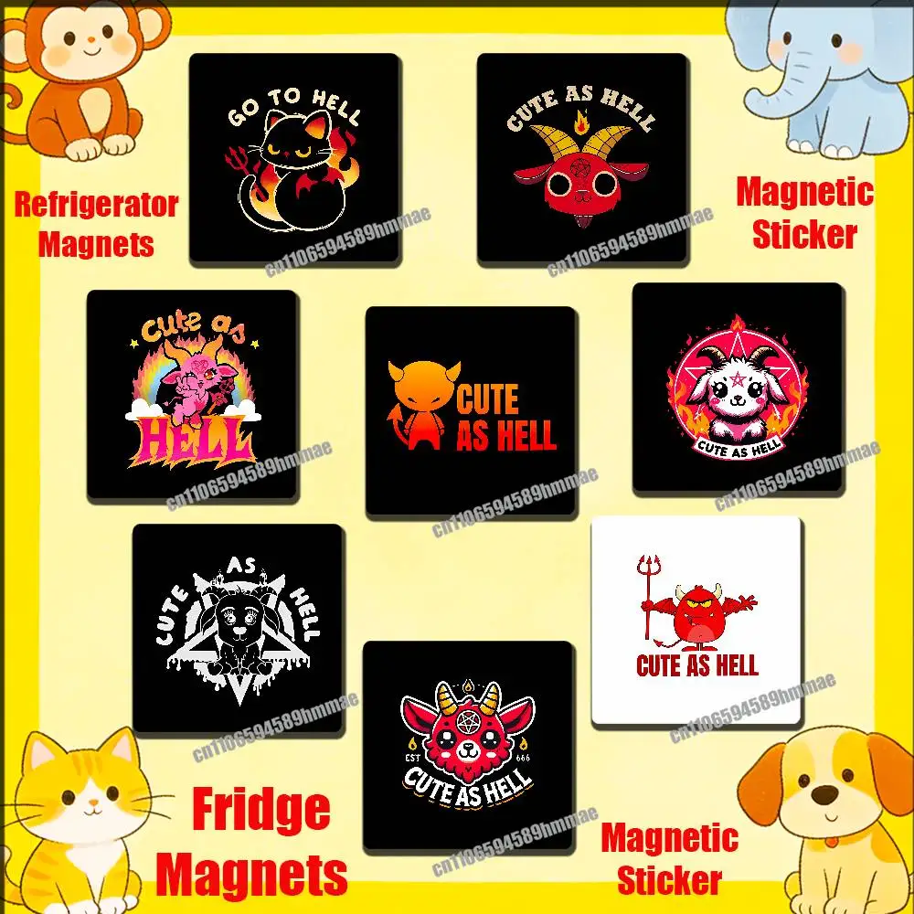 

For Cute as Hell Cat Fridge Freezer Refrigerator Magnets Metal Cabinet Magnetic Sticker Cover Home