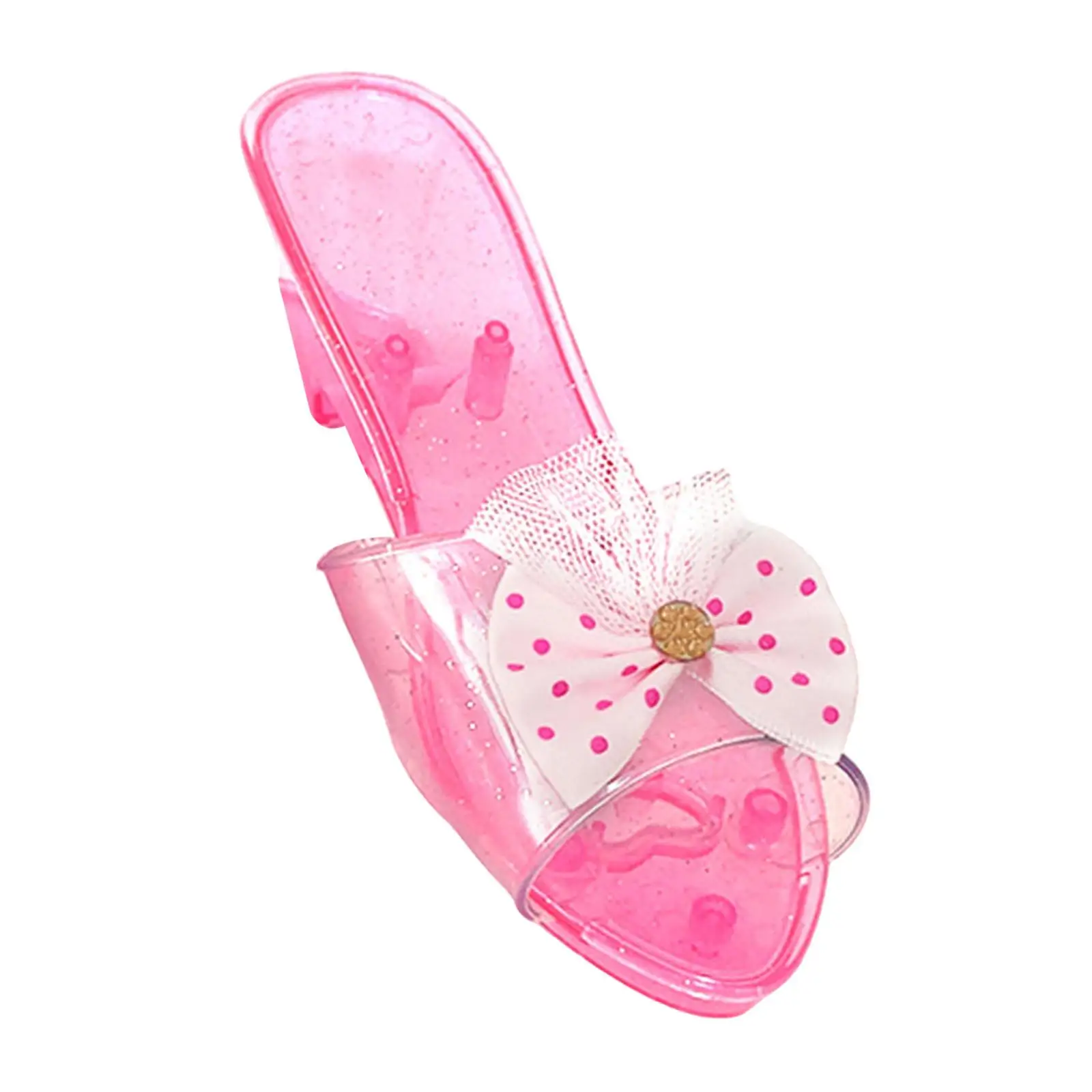 Child Princess Shoes Slip on Jelly Sandals with Bow for Girls Party Dress Up Cosplay Set