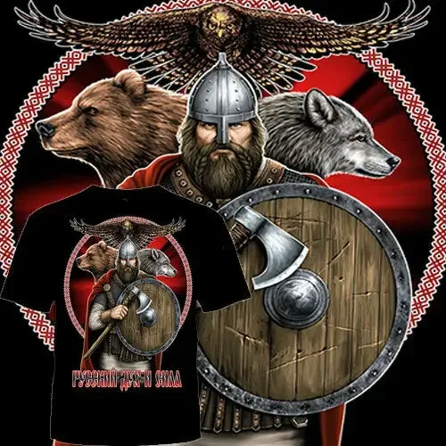 

Russian Slav/Slavic Warrior Military Army Spirit Beast T Shirt. Short Sleeve 100% Cotton Casual T-shirts Loose Top Size S-3XL
