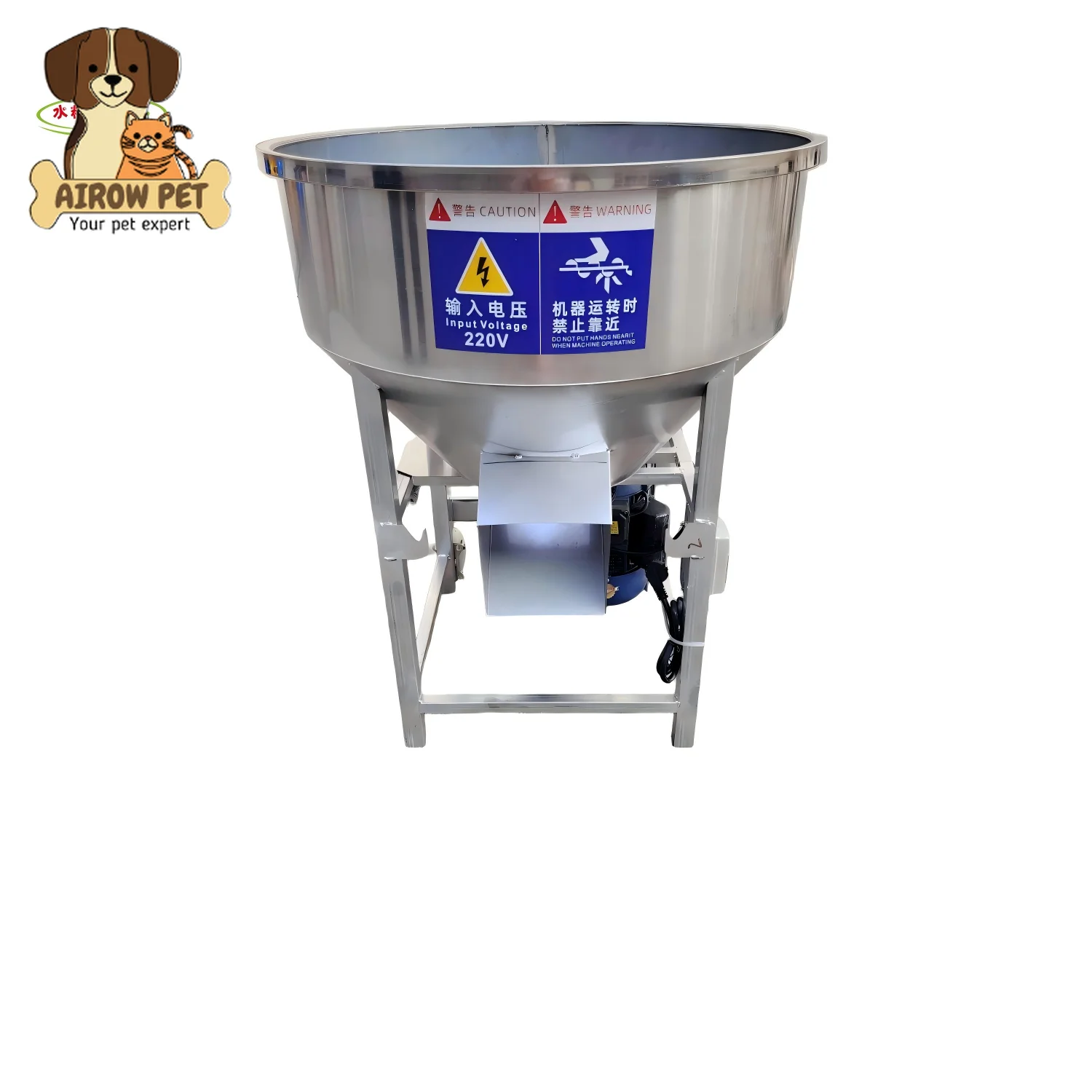 AIROW 100kg Custom Lid Stainless Steel Motor Mixer High Productivity 2.2 Kw Household Small Wheat Seed & Fish Feed Mixer