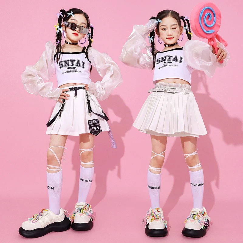 

Kids Kids Hip Hop Clothes Cheerleading Girls Group Kpop Outfit Girls Party Jazz Dance Costume Children'S Performance Wear XS9358