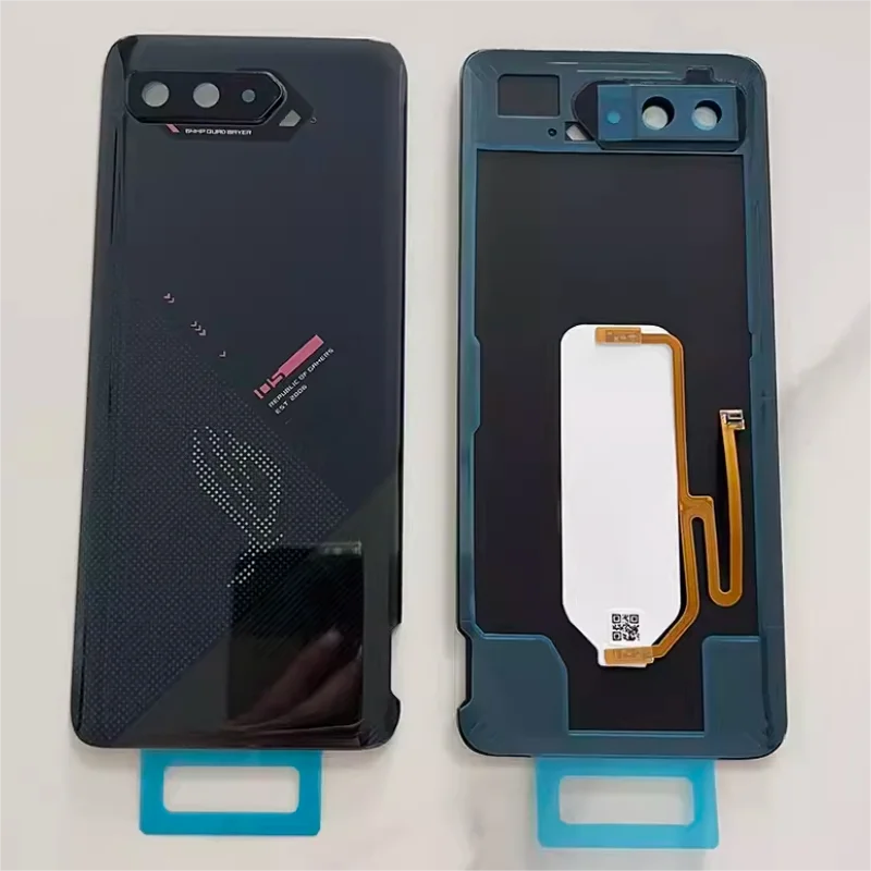 Rear Housing For Asus ROG Phone 5 / 5S ZS676KS 6.78“ Glass Back Cover Repair Replace Phone Battery Door Case With Camera Lens