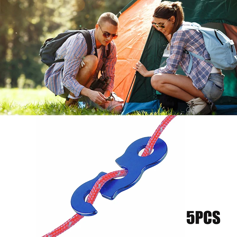 5pcs Adjustable Camping Tent Cord Rope Buckle S Type Tensioners Fastener Kit Outdoor Camping Tents Securing Accessories