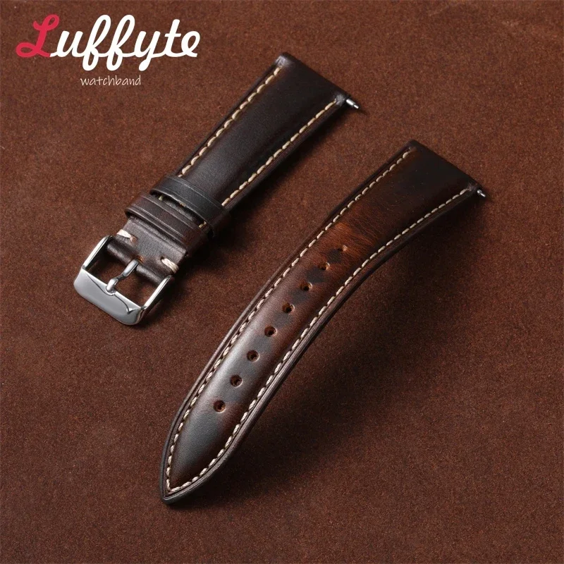 Ölwachs Verfärbung Echtes Leder Uhrenarmband 18mm 19mm 20mm 21mm 22mm Schnellverschluss Universal Ersatzarmband – Detail 10